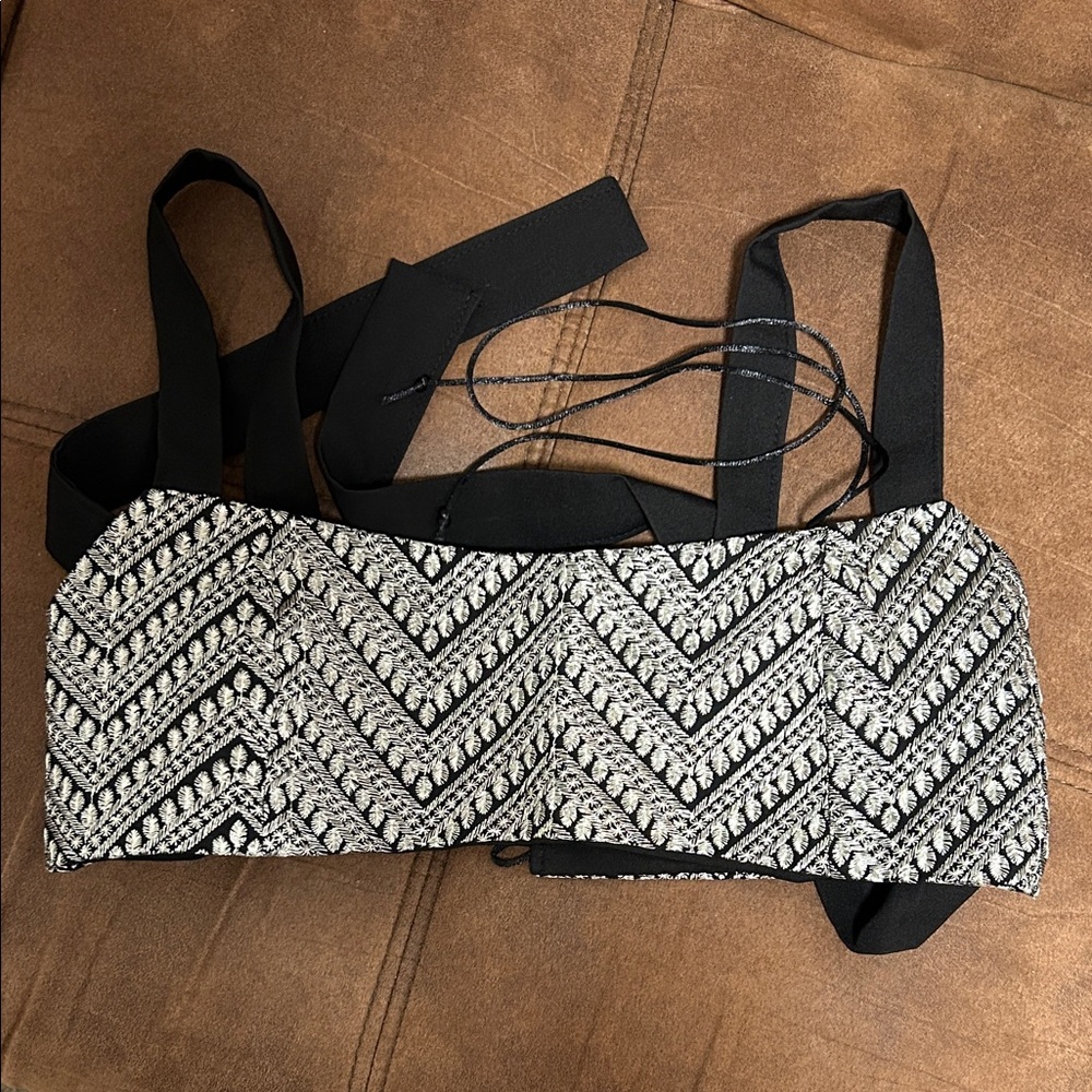 Black and Silver Beaded Crop Top